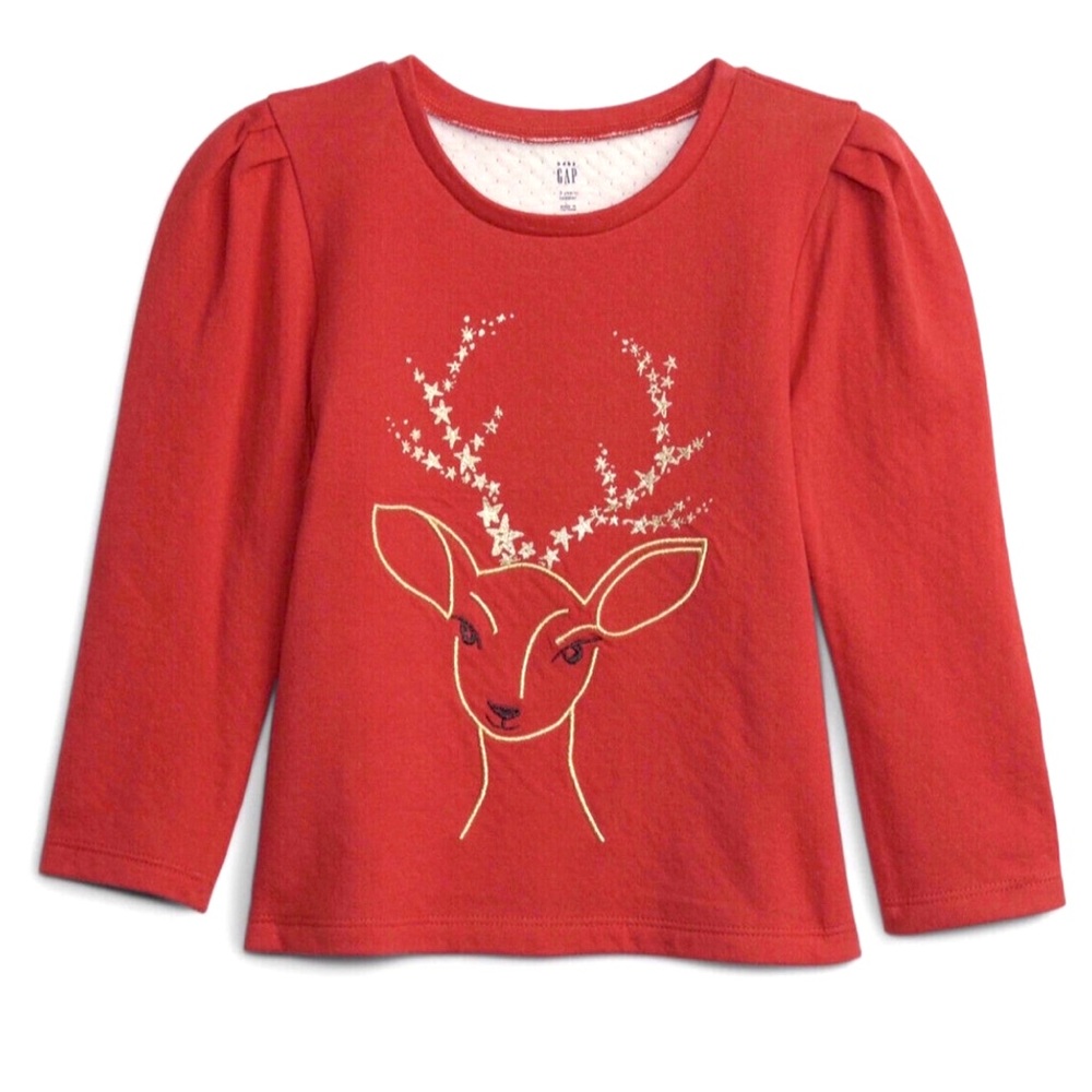📌🆕 GAP • Holiday • Reindeer 🦌• Puff Sleeve • Top